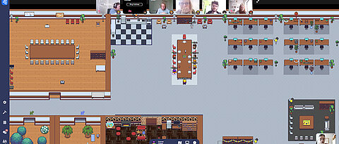 Mittagspause alleine im Homeoffice - wie langweilig. Deshalb trifft sich das Team des CCTBs mittags in seinen virtuellen Räumen am großen Tisch.