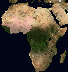 Die zehn Partnerländer im afrikanisch-deutschen Projekt WASCAL. Es fragt danach, wie die Landnutzung im Savannengürtel, also am Übergang vom Regenwald zur Wüste, gestaltet sein muss, um die Auswirkungen des Klimawandels aufzufangen. Bild: Lehrstuhl für Fernerkundung, Uni Würzburg